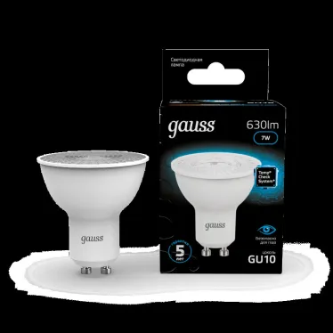 Лампа светодиодная MR16 7W 630lm 6500K GU10 LED 1/10/100 | 101506307 | Gauss