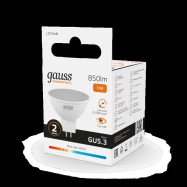 Лампа светодиодная Elementary MR16 11W 850lm 3000K GU5.3 LED 1/10/100 | 13511 | Gauss