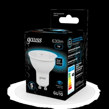Лампа светодиодная MR16 7W 630lm 6500K GU10 LED 1/10/100 | 101506307 | Gauss
