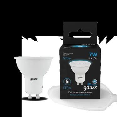 Лампа светодиодная MR16 7W 630lm 6500K GU10 LED 1/10/100 | 101506307 | Gauss