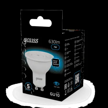 Лампа светодиодная MR16 7W 630lm 6500K GU10 LED 1/10/100 | 101506307 | Gauss