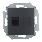 Simon 15 Графит Розетка компьютерная  RJ45 кат.5e (AMP) | 1591551-038 | Simon