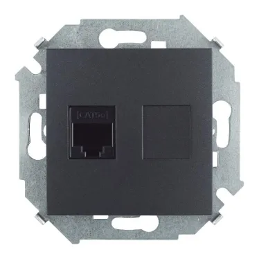 Simon 15 Графит Розетка компьютерная  RJ45 кат.5e (AMP) | 1591551-038 | Simon