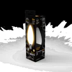 Лампа светодиодная Filament Свеча 9W 590lm 3000К Е14 milky LED 1/10/50 | 103201109 | Gauss