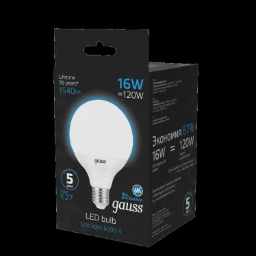Лампа светодиодная G95 16W 1400lm 6500K E27 LED 1/20 | 105102316 | Gauss