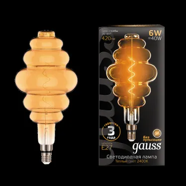 Лампа светодиодная LED Vintage Filament Flexible BD200 6W E27 200*410mm Amber 2400K 1/6 | 158802006 | Gauss