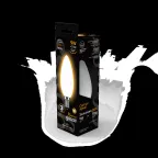 Лампа светодиодная Filament Свеча 9W 590lm 3000К Е14 milky LED 1/10/50 | 103201109 | Gauss