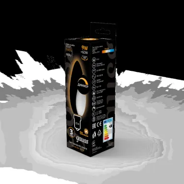 Лампа светодиодная Filament Свеча 9W 590lm 3000К Е14 milky диммируемая LED 1/10/50 | 103201109-D | Gauss
