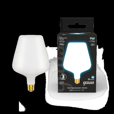 Лампа светодиодная Filament V160 9W 890lm 4100К Е27 milky LED 1/6 | 1016802209 | Gauss