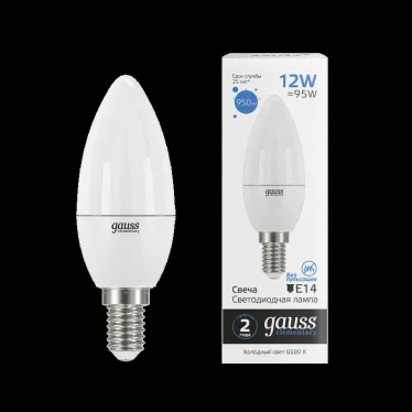 Лампа светодиодная Elementary Свеча 12W 950lm 6500K Е14 LED 1/10/100 | 33132 | Gauss