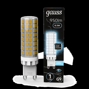 Лампа светодиодная G9 AC185-265V 6,5W 770lm 4100K керамика LED 1/10/200 | 107309206 | Gauss