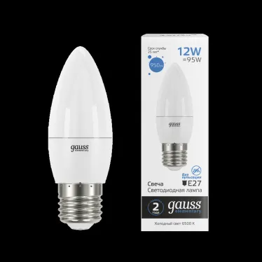 Лампа светодиодная Elementary Свеча 12W 950lm 6500K E27 LED 1/10/100 | 30232 | Gauss