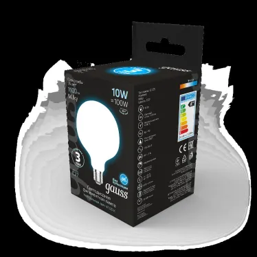Лампа светодиодная Filament G125 10W 1100lm 4100К Е27 milky LED 1/20 | 187202210 | Gauss