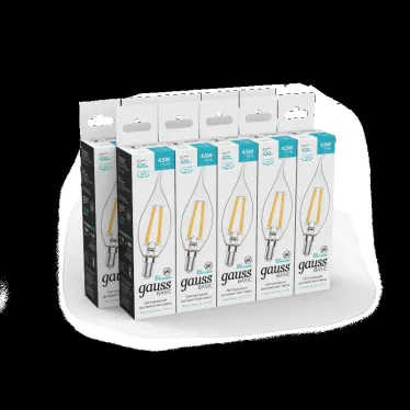 Лампа светодиодная Basic Filament Свеча на ветру 4,5W 420lm 4100К Е14 LED 1/10/50 | 1041125 | Gauss