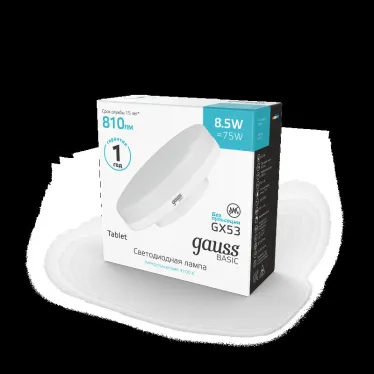 Лампа светодиодная Basic GX53 8,5W 810lm 4100K LED 1/10/100 | 20849292 | Gauss