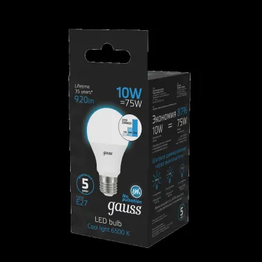 Лампа светодиодная A60 10W 920lm 6500K Е27 шаг. диммирование LED 1/10/50 | 102502310-S | Gauss