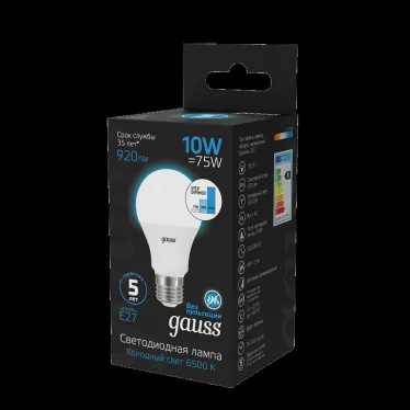 Лампа светодиодная A60 10W 920lm 6500K Е27 шаг. диммирование LED 1/10/50 | 102502310-S | Gauss