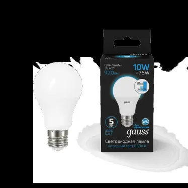 Лампа светодиодная A60 10W 920lm 6500K Е27 шаг. диммирование LED 1/10/50 | 102502310-S | Gauss