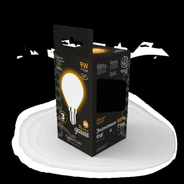 Лампа светодиодная Filament Шар 9W 590lm 3000К Е14 milky LED 1/10/50 | 105201109 | Gauss