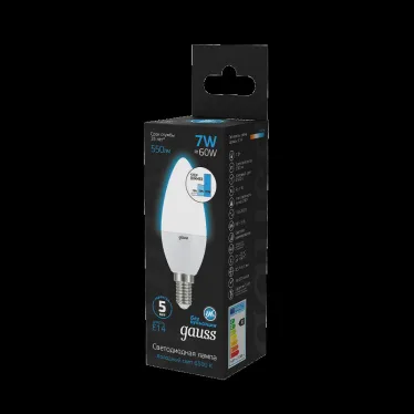 Лампа светодиодная свеча 7W 550lm 6500К E14 шаг. диммирование LED1/10/100 | 103101307-S | Gauss