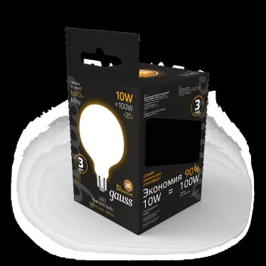 Лампа светодиодная Filament G125 10W 1070lm 3000К Е27 milky LED 1/20 | 187202110 | Gauss