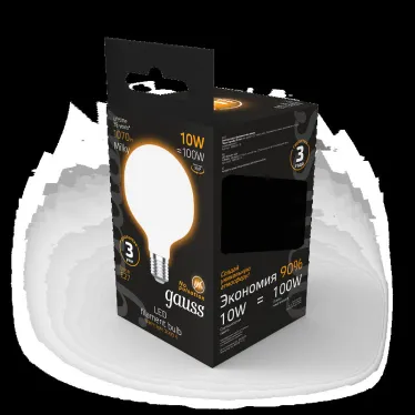 Лампа светодиодная Filament G95 10W 1070lm 3000К Е27 milky LED 1/20 | 189202110 | Gauss