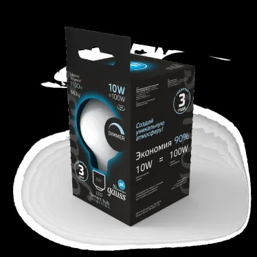 Лампа светодиодная Filament G95 10W 1100lm 4100К Е27 milky диммируемая LED 1/20 | 189202210-D | Gauss