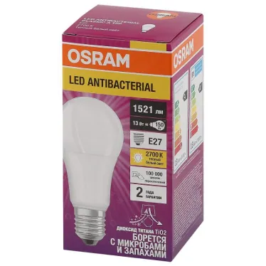 Лампа светодиодная LED Antibacterial A 13W/827 230VFR E27 10X1 | 4058075561175 | OSRAM