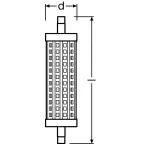 Лампа светодиодная PARATHOM LINE 118 CL 100 non-dim 12, 5W/827 R7S | 4058075812116 | Osram