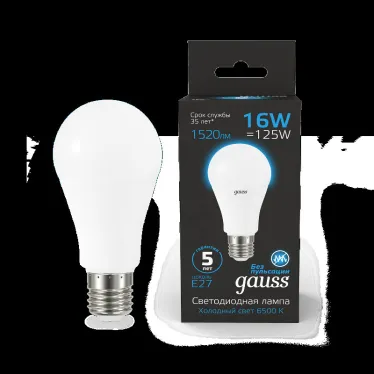 Лампа светодиодная A60 16W 1520lm 6500K E27 LED 1/10/50 | 102502316 | Gauss