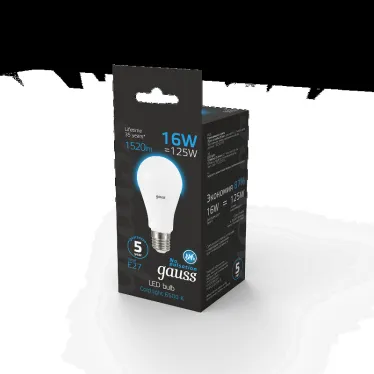 Лампа светодиодная A60 16W 1520lm 6500K E27 LED 1/10/50 | 102502316 | Gauss
