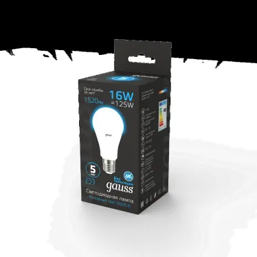 Лампа светодиодная A60 16W 1520lm 6500K E27 LED 1/10/50 | 102502316 | Gauss