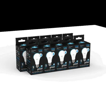 Лампа светодиодная A60 12W 1140lm 6500K Е27 шаг. диммирование LED 1/10/50 | 102502312-S | Gauss