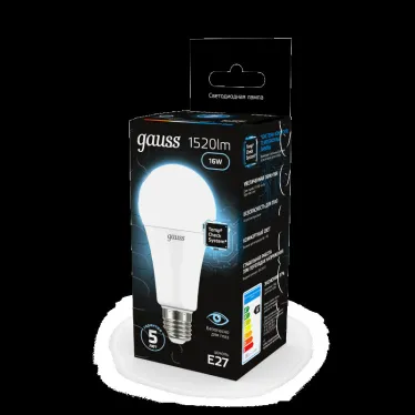 Лампа светодиодная A60 16W 1520lm 6500K E27 LED 1/10/50 | 102502316 | Gauss