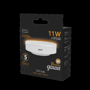Лампа светодиодная GX53 11W 1050lm 3000K LED 1/10/100 | 108008111 | Gauss