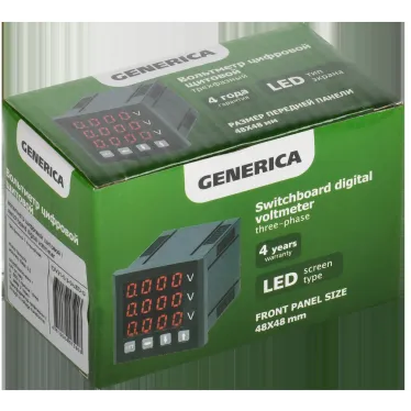 Вольтметр цифровой щитовой трехфазный 48х48мм LED GENERICA