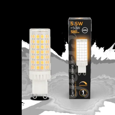 Лампа светодиодная G9 AC185-265V 5,5W 550lm 3000K керамика диммируемая LED 1/10/200 | 107309155-D | Gauss