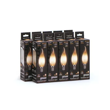 Лампа светодиодная LED 5Вт E14 220В 2700К свеча на ветру | 104801105 | Gauss