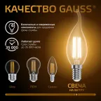 Лампа светодиодная LED 5Вт E14 220В 2700К свеча на ветру | 104801105 | Gauss