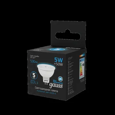 Лампа светодиодная MR16 5W 530lm 6500K GU5.3 LED 1/10/100 | 101505305 | Gauss