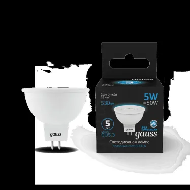 Лампа светодиодная MR16 5W 530lm 6500K GU5.3 LED 1/10/100 | 101505305 | Gauss