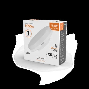 Лампа светодиодная Basic GX53 11,5W 1095lm 3000K LED 1/10/100 | 20849112 | Gauss