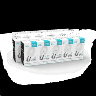 Лампа светодиодная Basic Шар 7,5W 690lm 4100K E27 LED 1/10/100 | 1053228 | Gauss