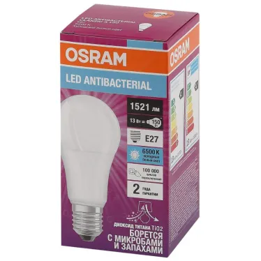 Лампа светодиодная LED Antibacterial A 13W/865 230VFR E27 10X1 | 4058075561151 | OSRAM