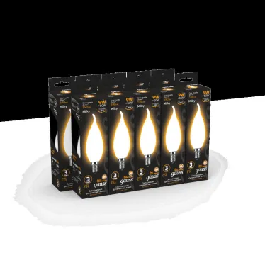 Лампа светодиодная Filament Свеча на ветру 9W 590lm 3000К Е14 milky LED 1/10/50 | 104201109 | Gauss