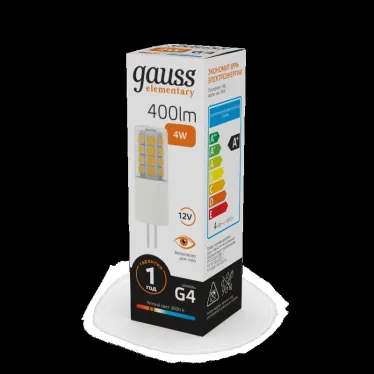 Лампа светодиодная Elementary G4 12V 4W 400lm 3000K керамика LED 1/10/200 | 10714 | Gauss