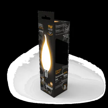 Лампа светодиодная Filament Свеча на ветру 9W 590lm 3000К Е14 milky LED 1/10/50 | 104201109 | Gauss