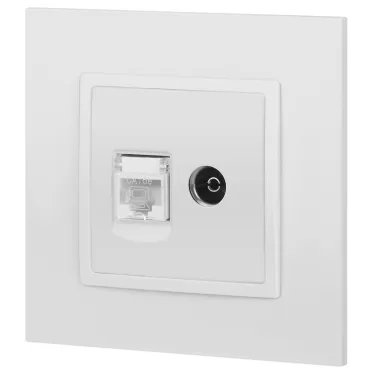 Розетка Elegance 14-3110-01М RJ45+TV, белый матовый