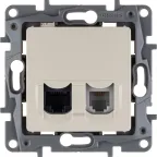 ETIKA Розетка телефонная+компьютерная RJ11+RJ45 категория 5 UTP слоновая кость