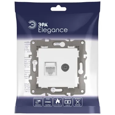 Розетка Elegance 14-3110-01М RJ45+TV, белый матовый